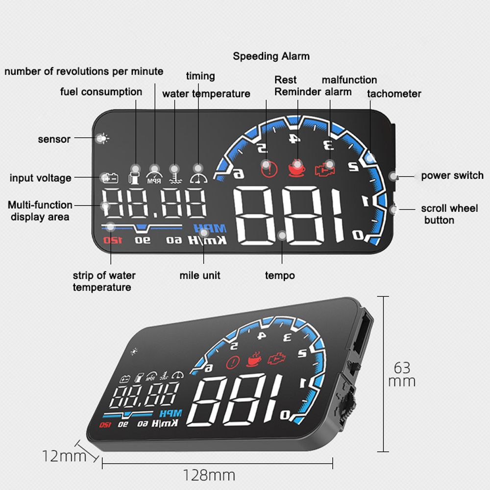 Car Speedometer Digital Display Car Speed Voltage Oil
