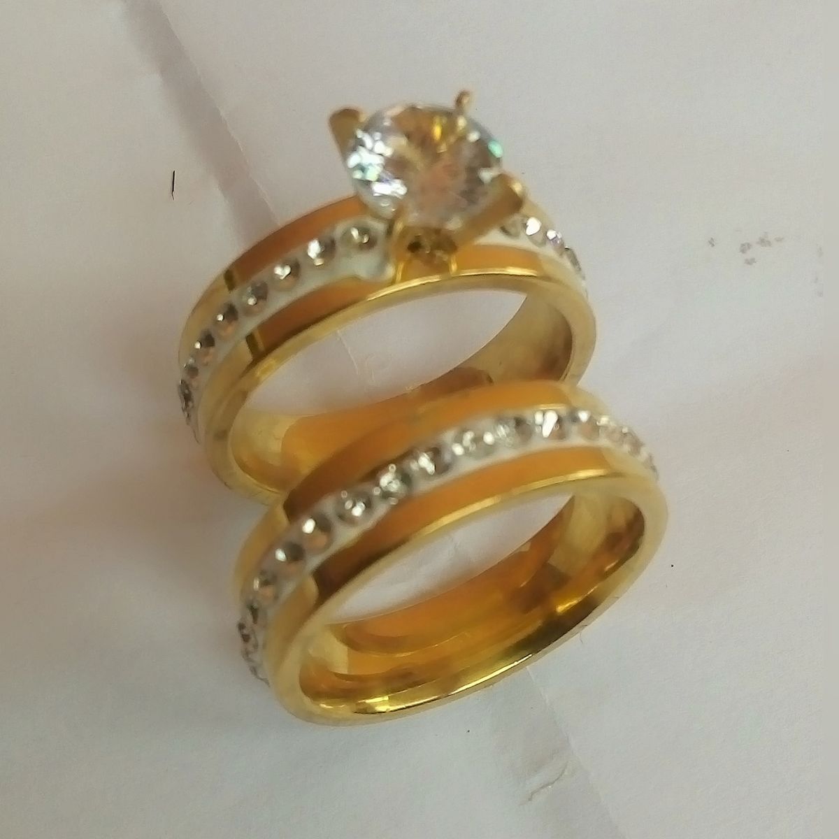 2 In 1 Titanium Stainless Steel Wedding Band Promise Ring
