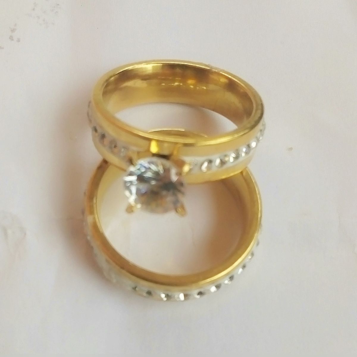 2 In 1 Titanium Stainless Steel Wedding Band Promise Ring