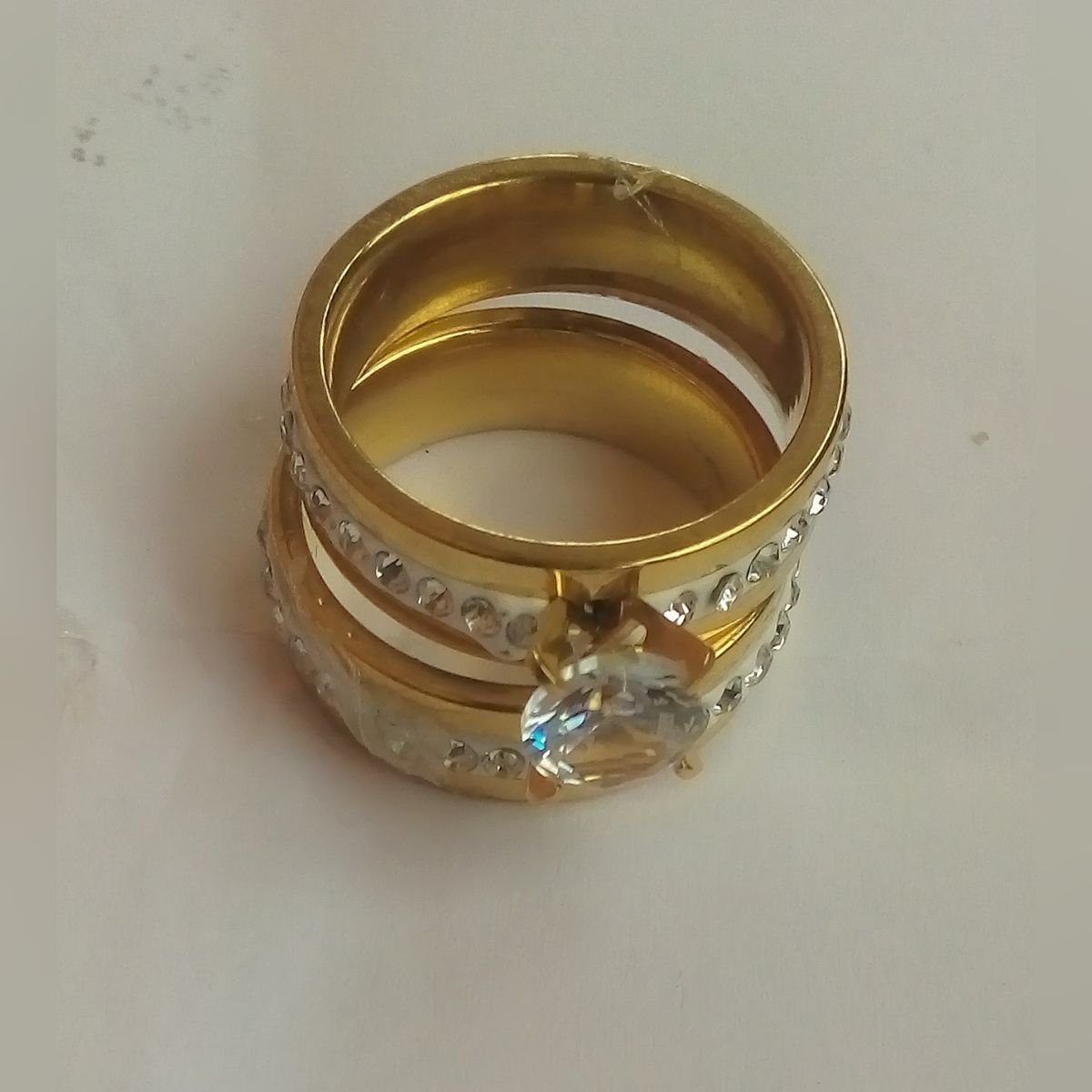 2 In 1 Titanium Stainless Steel Wedding Band Promise Ring