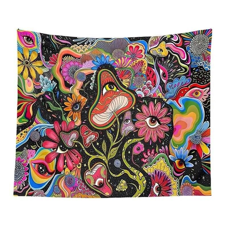 Colorful Hippy Eye Tapestry Trippy Tapestry Wall Hanging Psychedelic Mushroom Tapestries   Room Bedroom Home Party Wall Photo