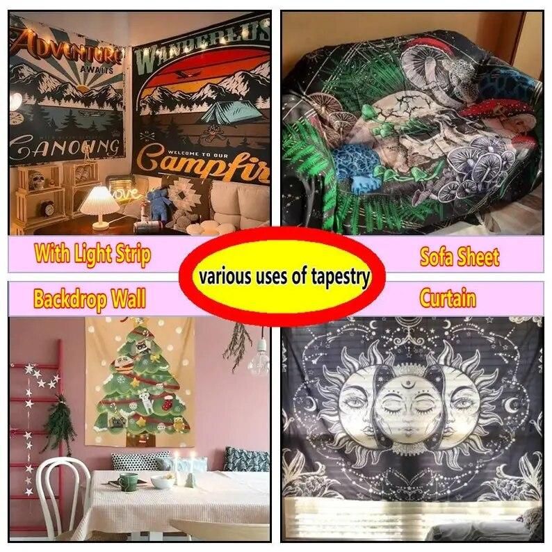 Colorful Hippy Eye Tapestry Trippy Tapestry Wall Hanging Psychedelic Mushroom Tapestries   Room Bedroom Home Party Wall Photo