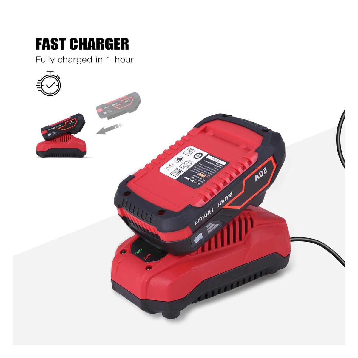 Cordless Leaf Blower 20V Electric Leaf Blower 2.0Ah Lithium Battery and Charger Included for Clearing Leaf & Detritus Sweeping Snow Patio/Deck/Garden Cleaning Garage Dusting