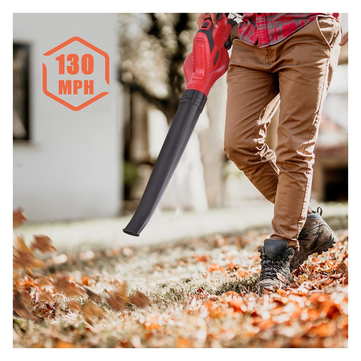 Cordless Leaf Blower 20V Electric Leaf Blower 2.0Ah Lithium Battery and Charger Included for Clearing Leaf & Detritus Sweeping Snow Patio/Deck/Garden Cleaning Garage Dusting