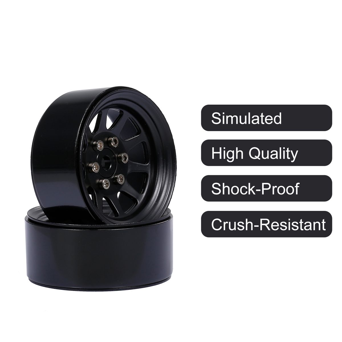 2PCS 1/10 RC Crawler Aluminum 1.9inch Beadlock Wheel Rims