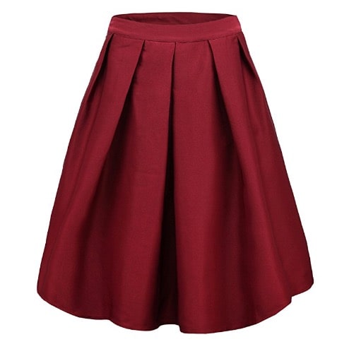 Women's High Waisted Pleated Full Midi Skirt