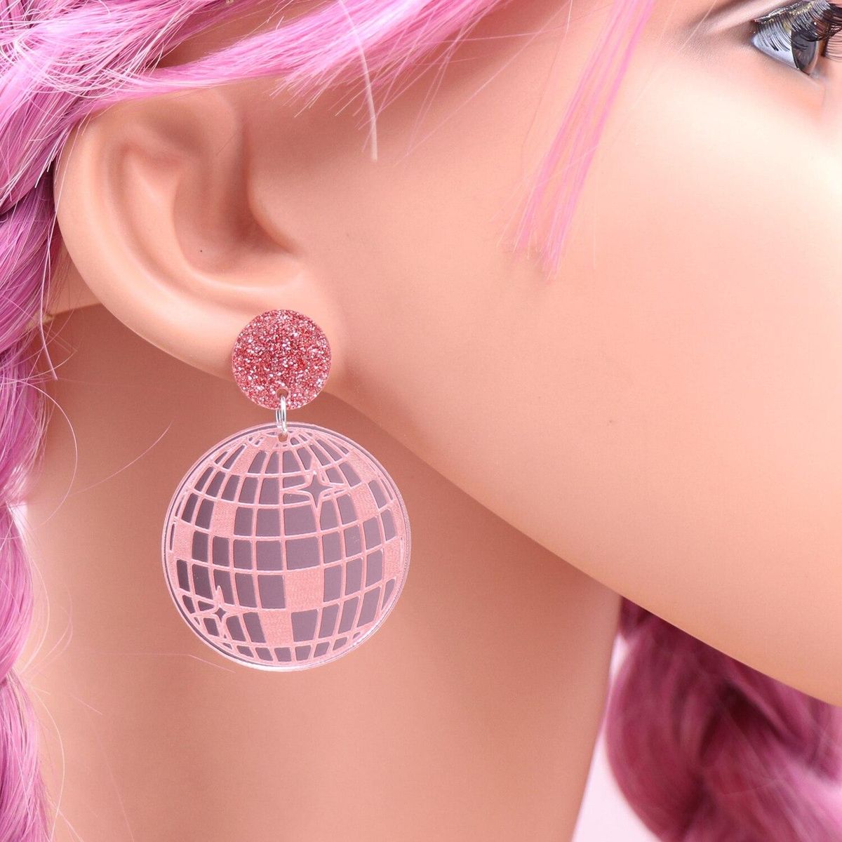 1pair Top fashion CN Drop disco ball TRENDY Acrylic earrings Jewelry for women