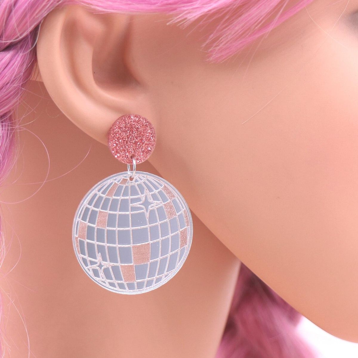 1pair Top fashion CN Drop disco ball TRENDY Acrylic earrings Jewelry for women