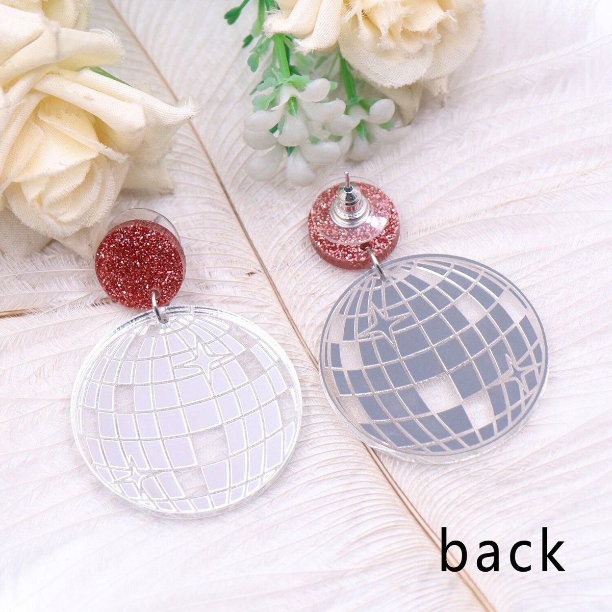 1pair Top fashion CN Drop disco ball TRENDY Acrylic earrings Jewelry for women