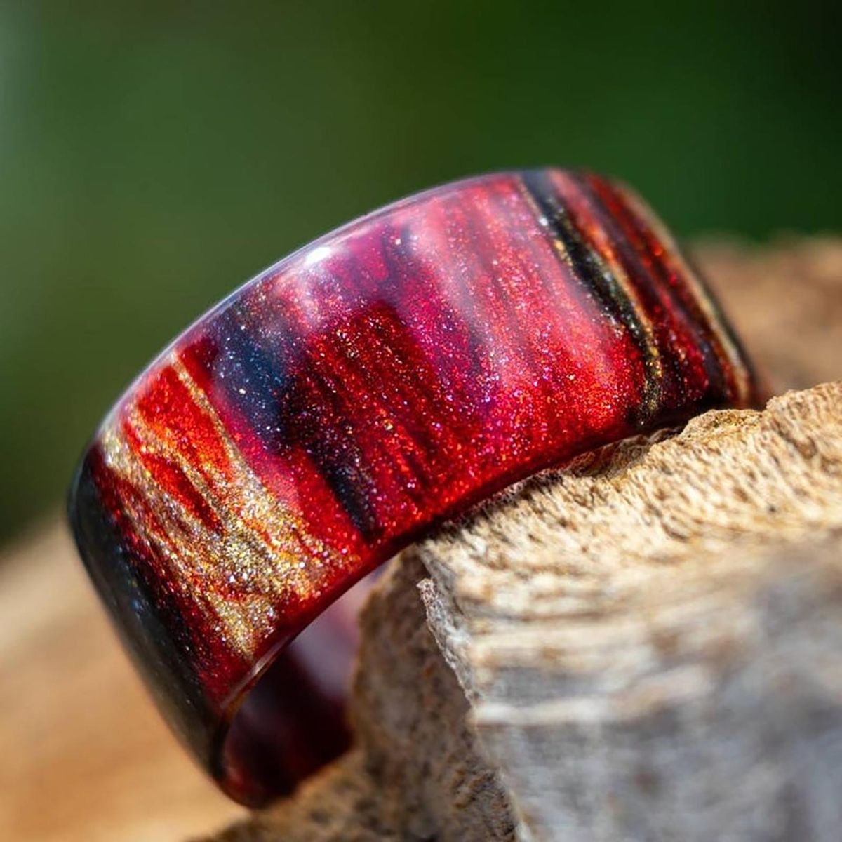 Women Ring Colorful Acrylic Resin Eye-catching Romantic-Red