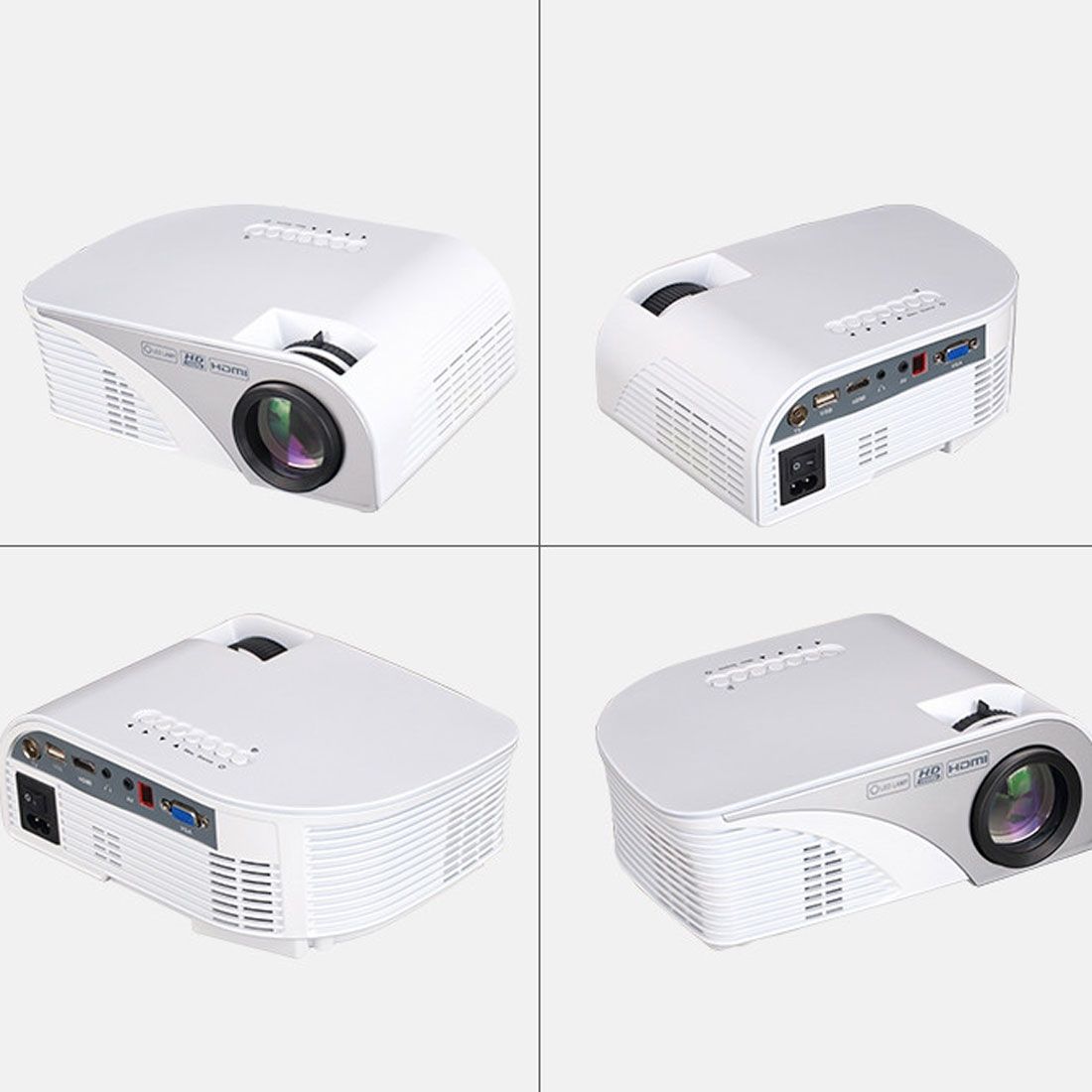RD-805B 960*640 1200 Lumens Portable Mini LED Projector Home Theater With Remote Controller ,Support USB + VGA + HDMI + AV + TV(White)