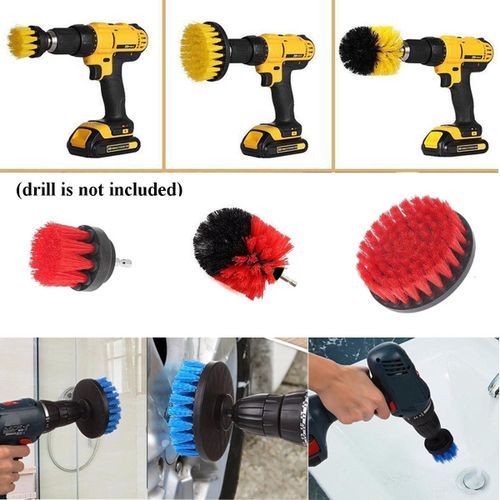 3Pcs/Set Cleaning Drill Brush Tub Cleaner Tile Grout Power Scrubber Combo Kit Red/Blue/Yellow
