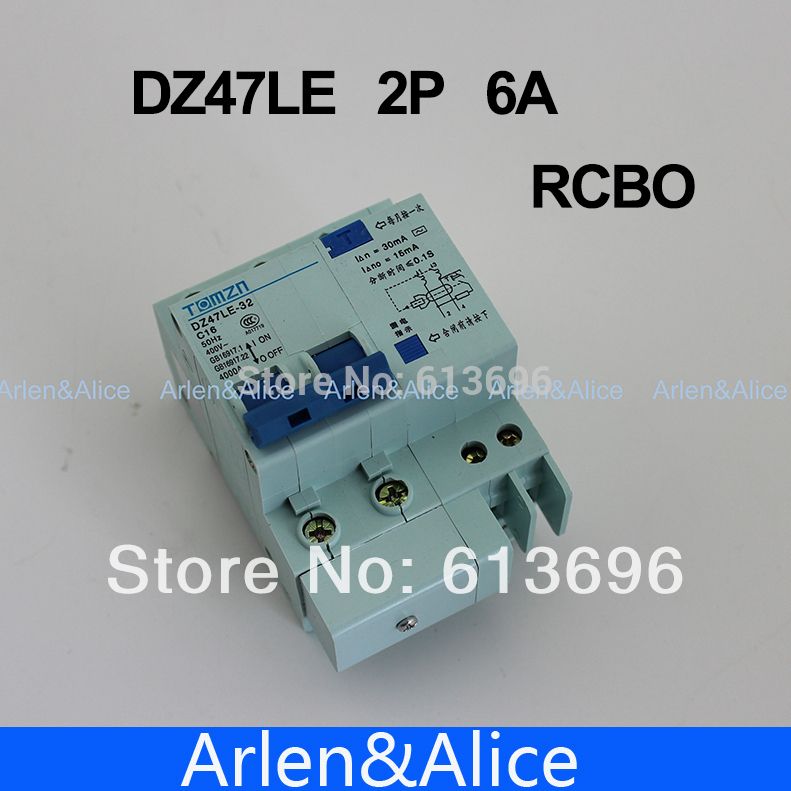 DZ47LE 2P 6A 230V~ 50HZ 60HZ Residual Current Circuit