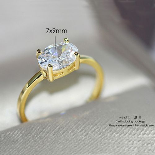 Popular Ins Style Ladies Engagement Ring 3A Zircon Gold Plated Jewelry White