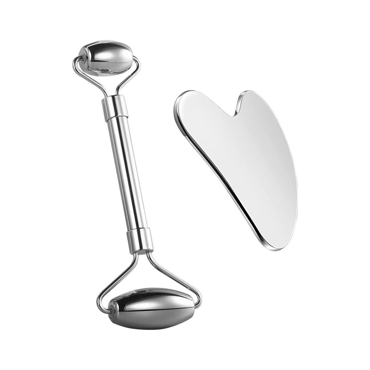 Stainless Steel Gua Sha And Face Roller Set For Face Therapy