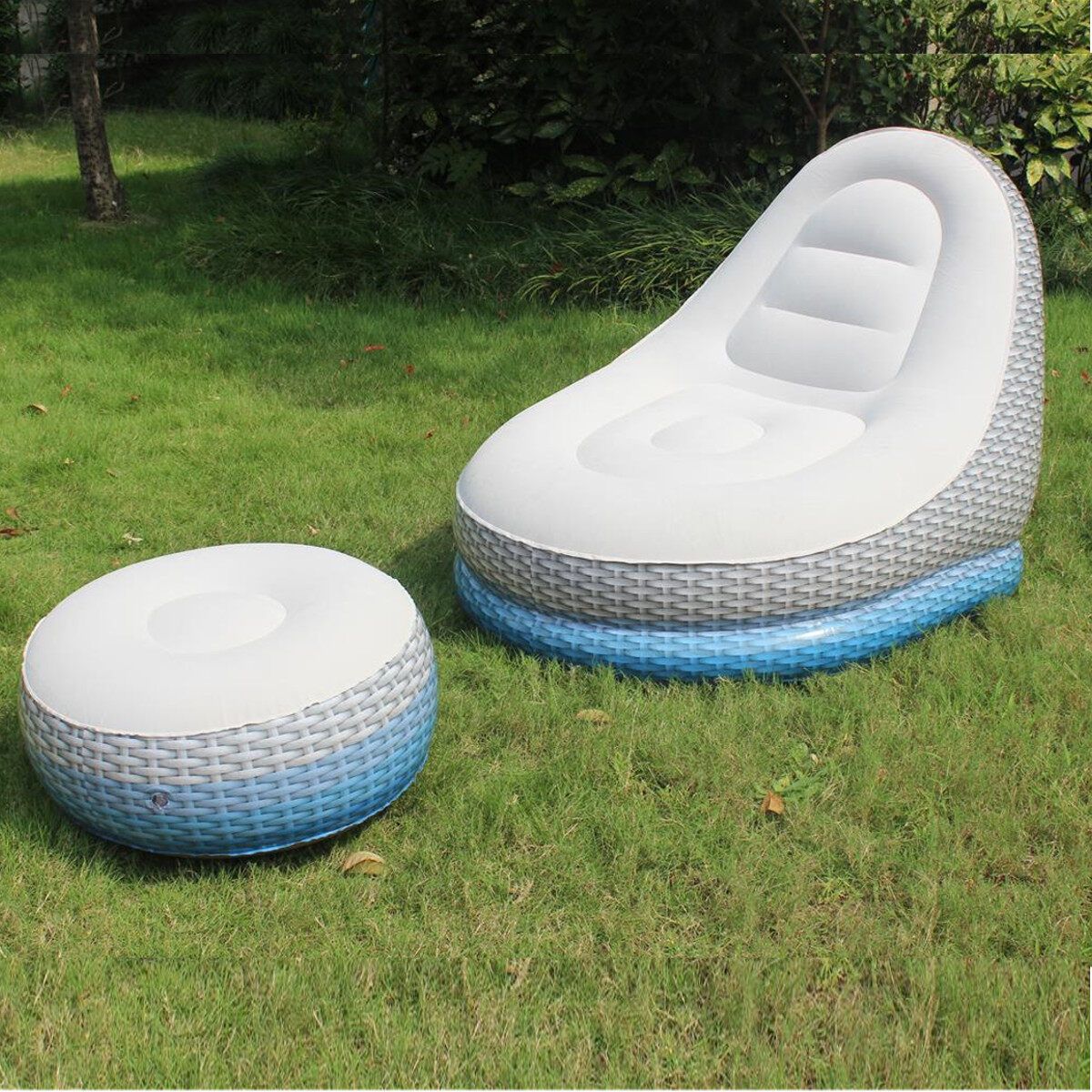 Foldable Lazy Sofa Inflatable Recliner Outdoor Sofa Bed Flocking Lazy Couch With Pedal Comfort Chair