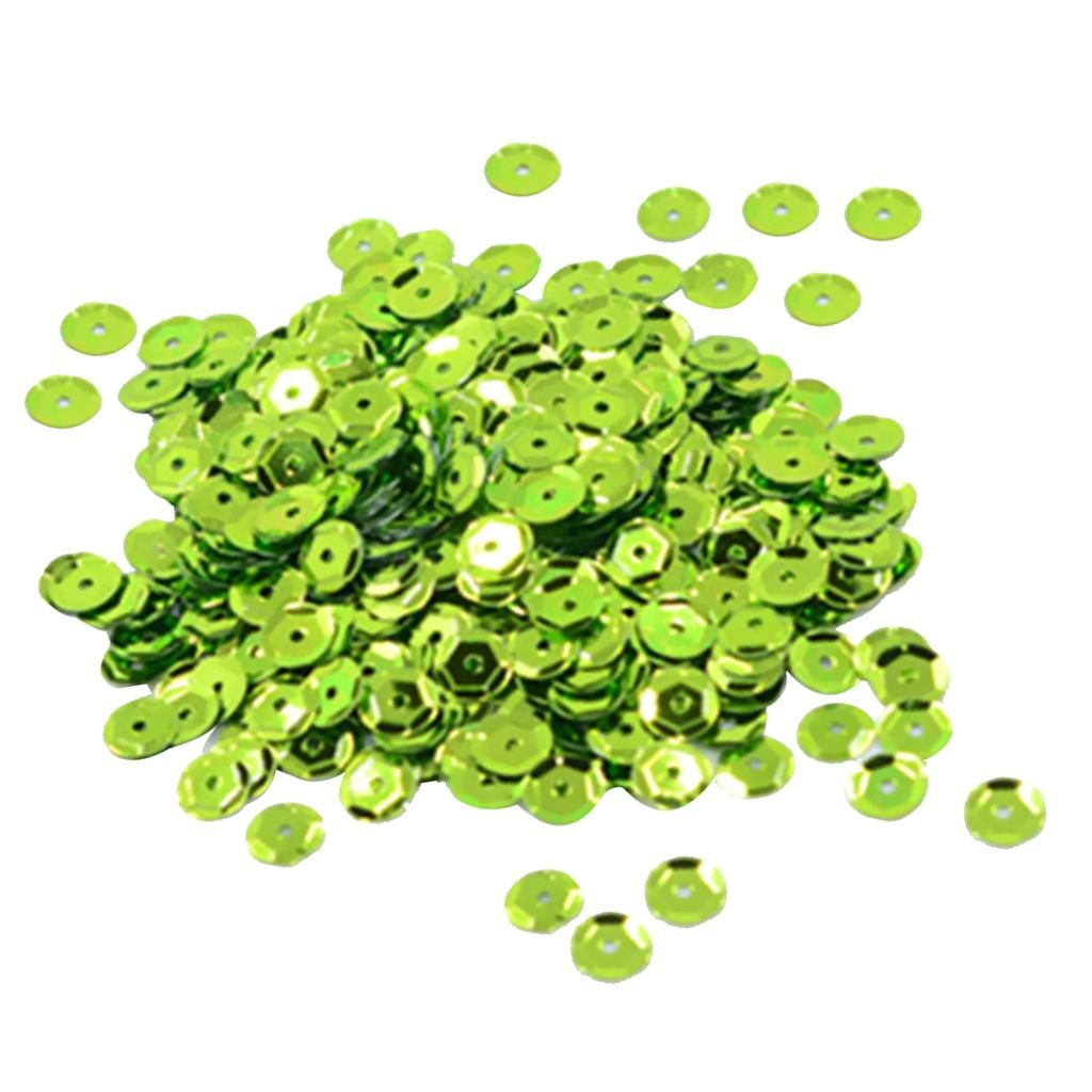 400 Pieces Round Cupped Loose Sequins Sewing Embellishment 7mm Green
