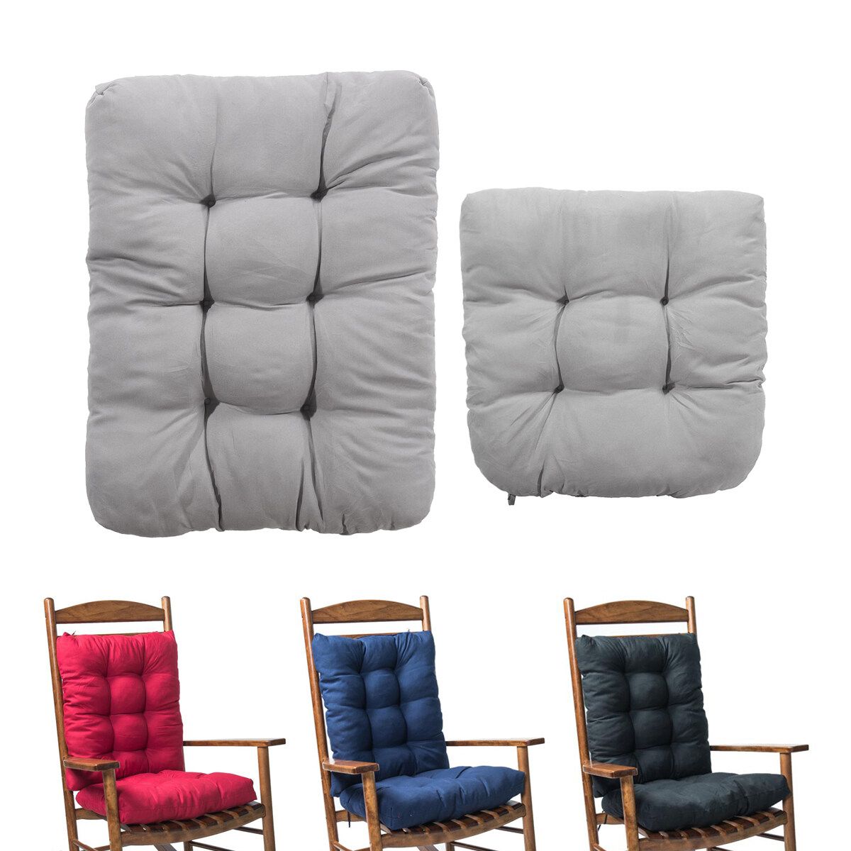 2PCS Chair Pad Mat Rocking Chair Recliner Seat Back Cushion Office Sofa Home Red