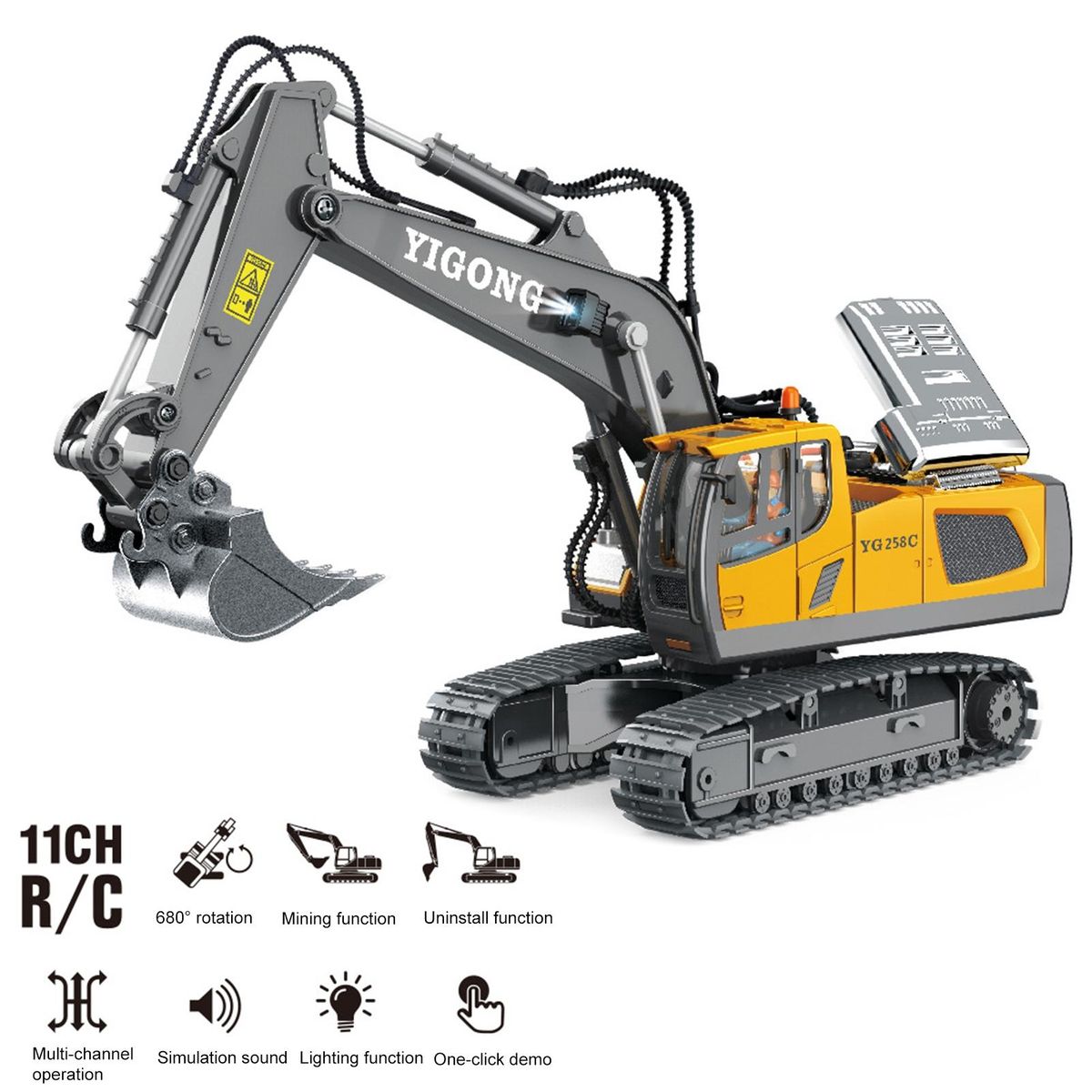 Remote Control Excavator RC Car Dumper Bulldozer Toys Yellow