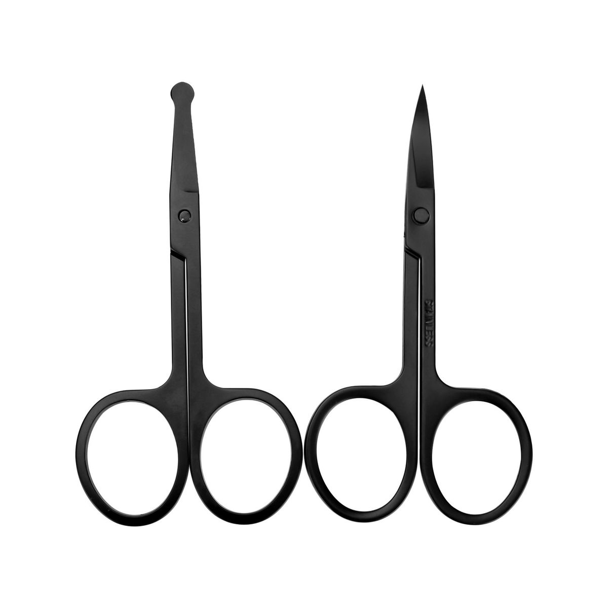 2PCS Black Eyebrow And Nose Hair Scissors Facial Hair