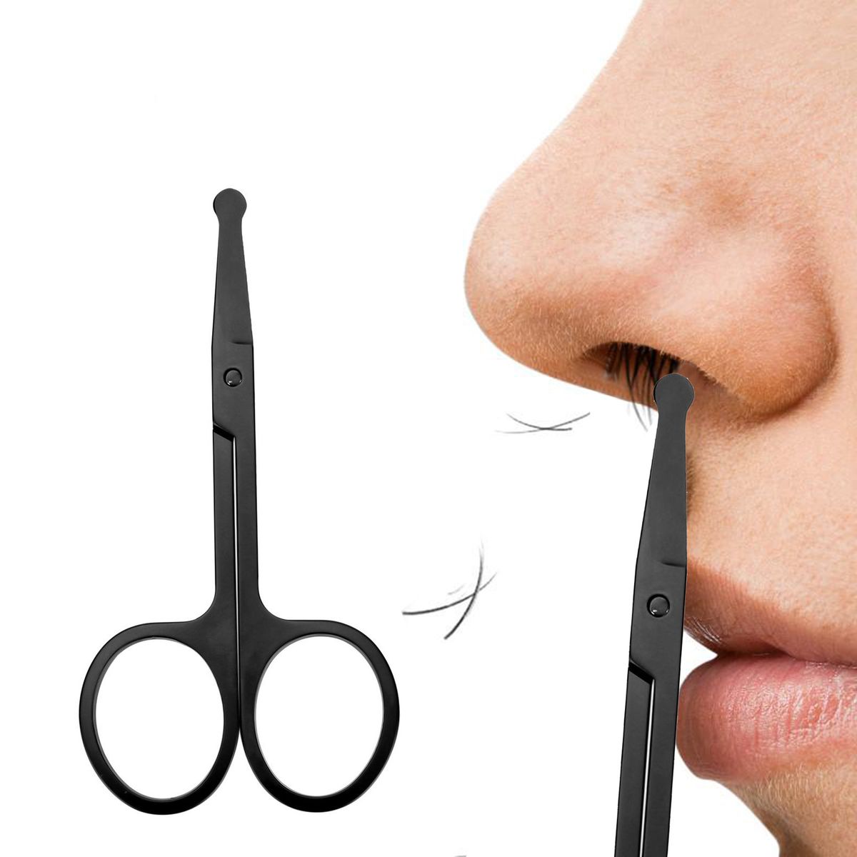2PCS Black Eyebrow And Nose Hair Scissors Facial Hair