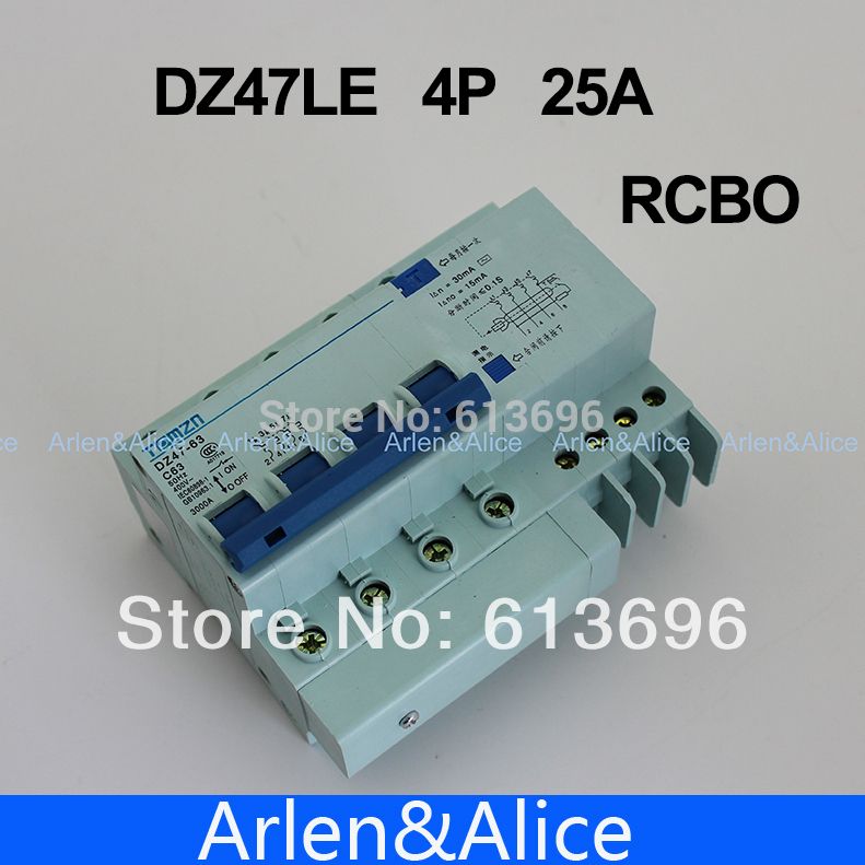 DZ47LE 60HZ 25A Residual Current 400V~ Circuit 50HZ 4P
