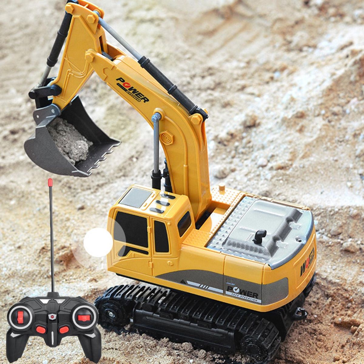 RC Excavator Remote Control Engineering Vehicle Toy Yellow