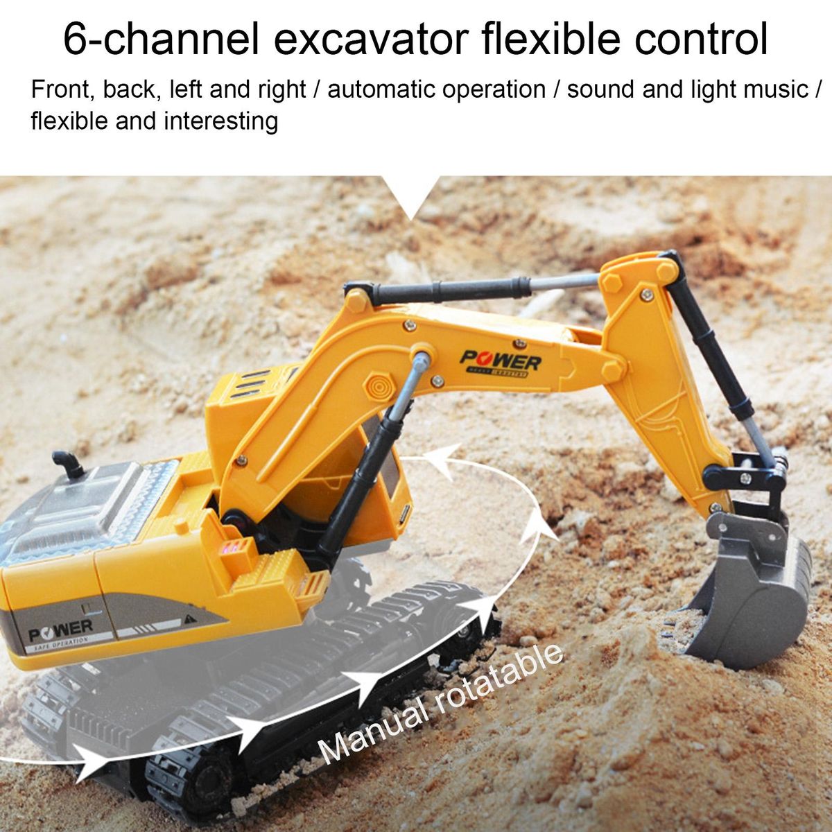 RC Excavator Remote Control Engineering Vehicle Toy Yellow