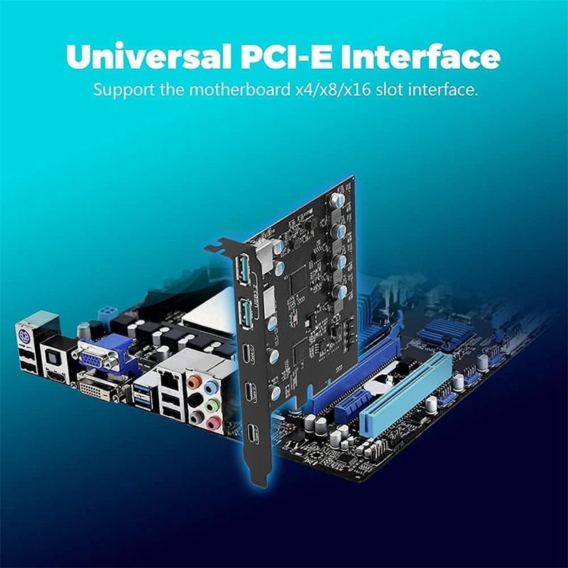 PCIe To USB 3.2 Gen 2 Adapter Card PCI Express Expansion Card PCI-E Add-on Cards Riser For PC