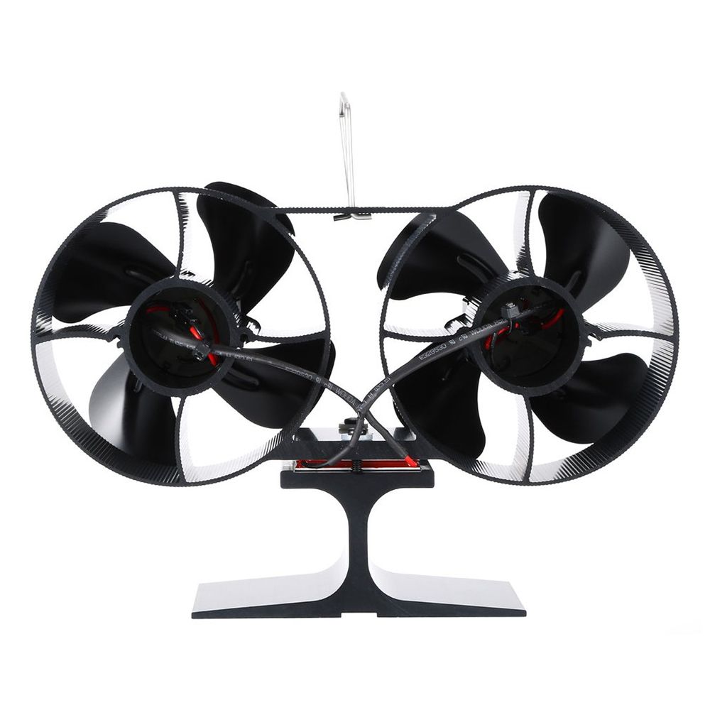 Dual-head Fireplace Heat Powered Stove Fan Total 8 Blades