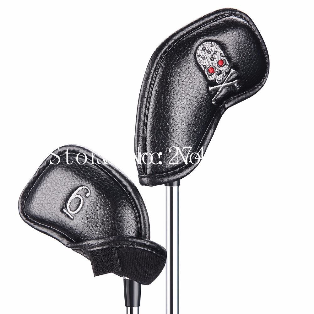 10pcs Thick Pu Artificial Leather Black Skeleton Golf Skull