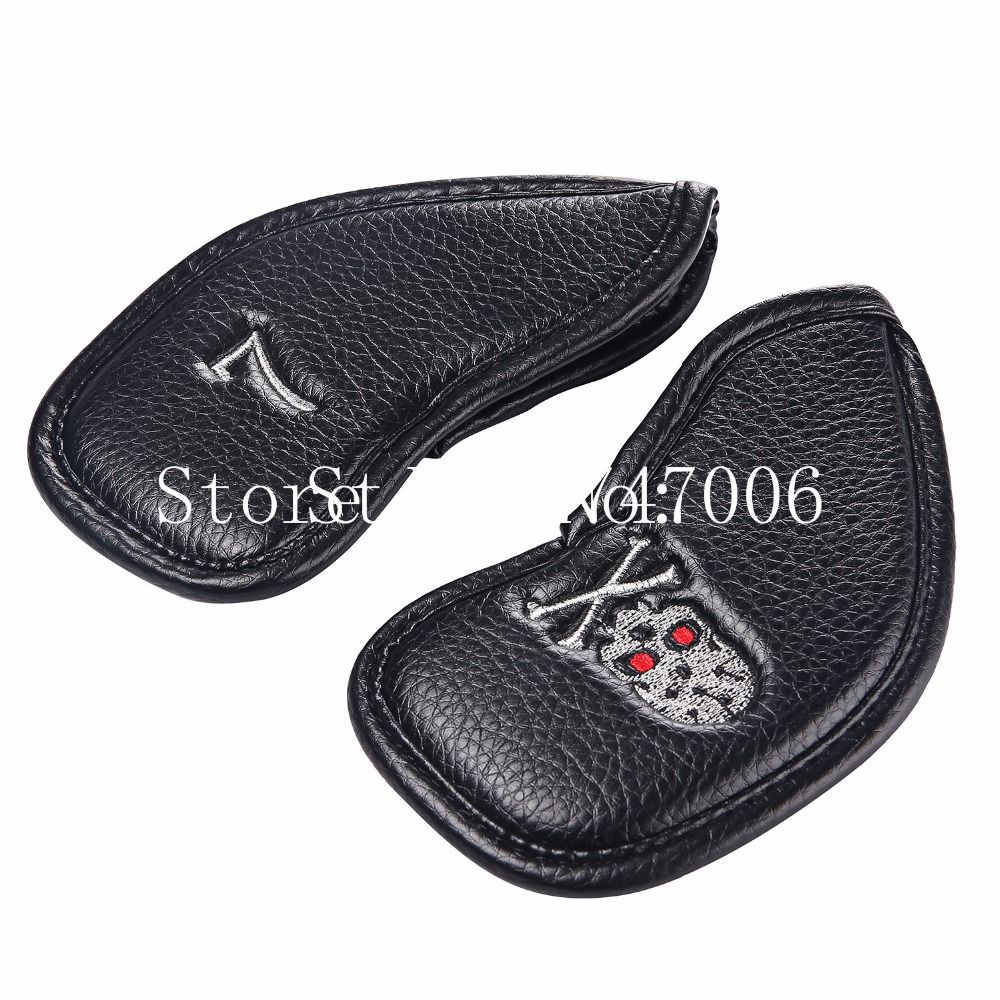 10pcs Thick Pu Artificial Leather Black Skeleton Golf Skull