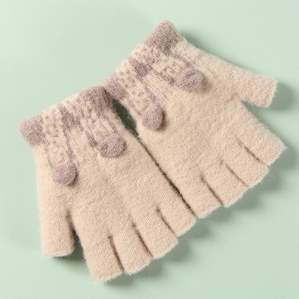 1 Pair Toddlers Winter Thermal Unisex Kids Writing Skin Color