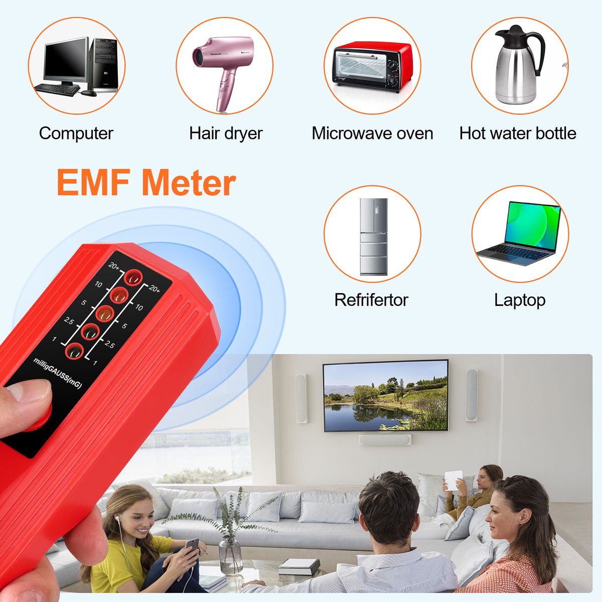 Handheld EMF Meter Portable Electromagnetic Radiation