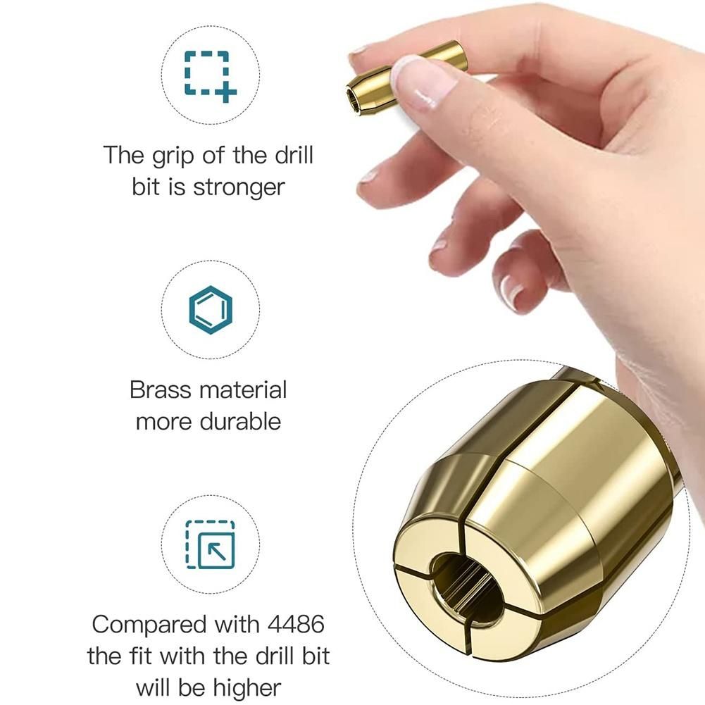 10Pcs Brass Collet for  Repment 4485 Quick Change Drill Nut Tool Set with Two Metal Change Collet Nut