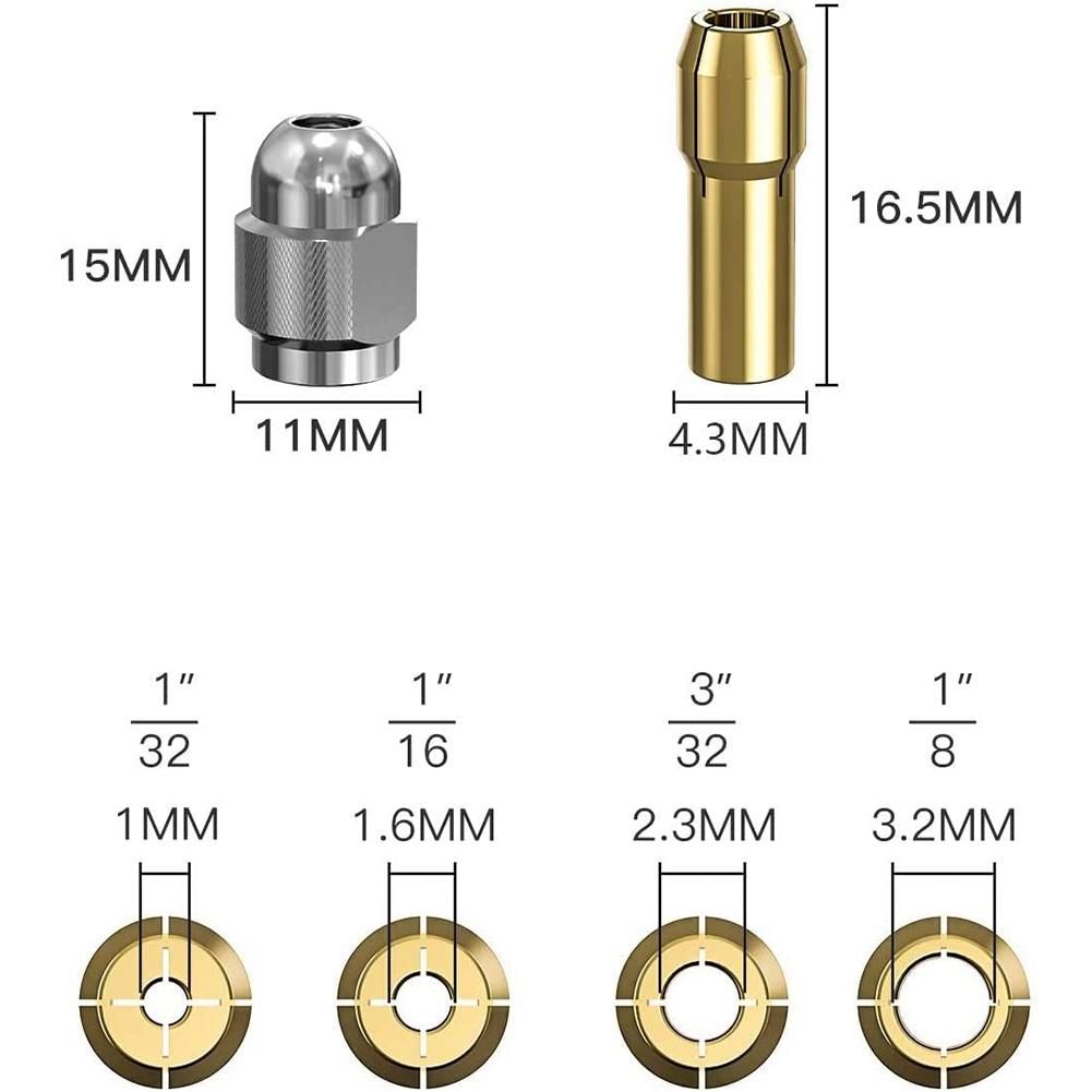 10Pcs Brass Collet for  Repment 4485 Quick Change Drill Nut Tool Set with Two Metal Change Collet Nut