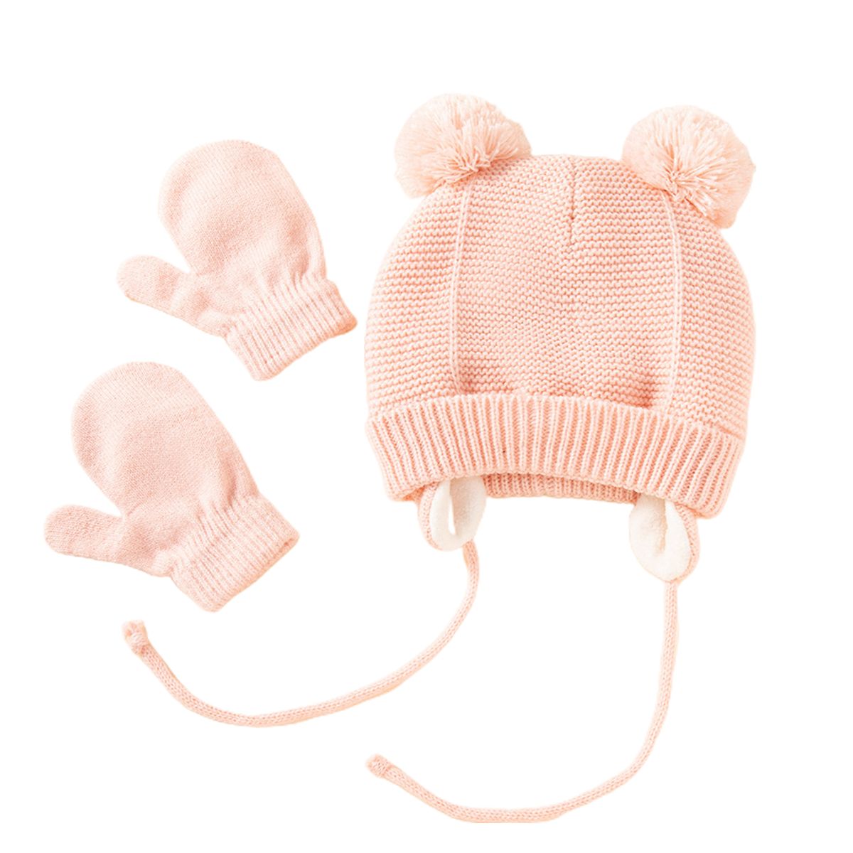 LAOdou 1 Set 1-4 Years Hat Gloves Two Plush Balls Ropes Boys-Pink