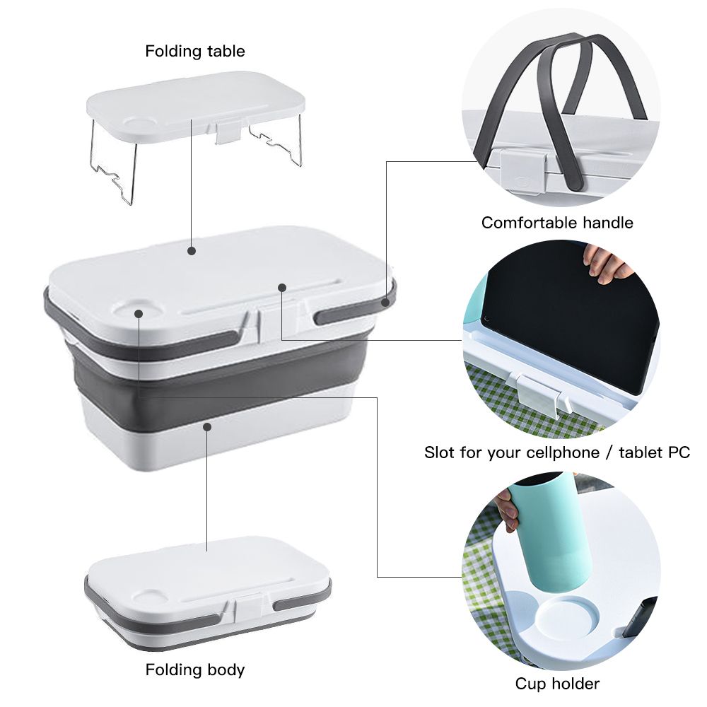 Multi-Function Foldable Picnic Basket Food Tray Table For