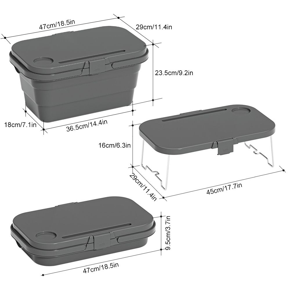 Multi-Function Foldable Picnic Basket Food Tray Table For