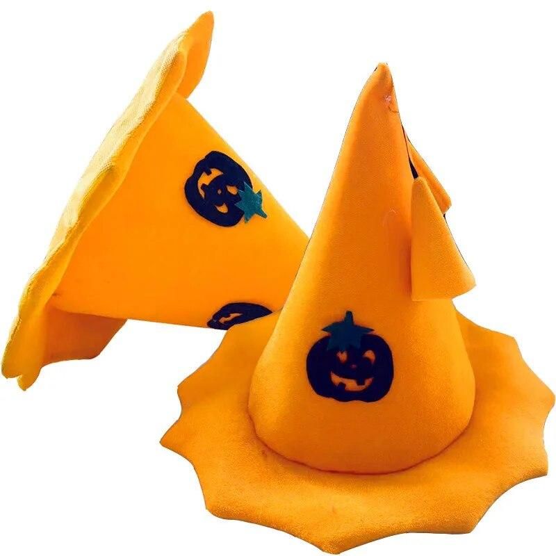 Children Dress Up Props Halloween Hat Decorations Show Adult Pumpkin Hat Wizard Witch Hat Decorative Headdress