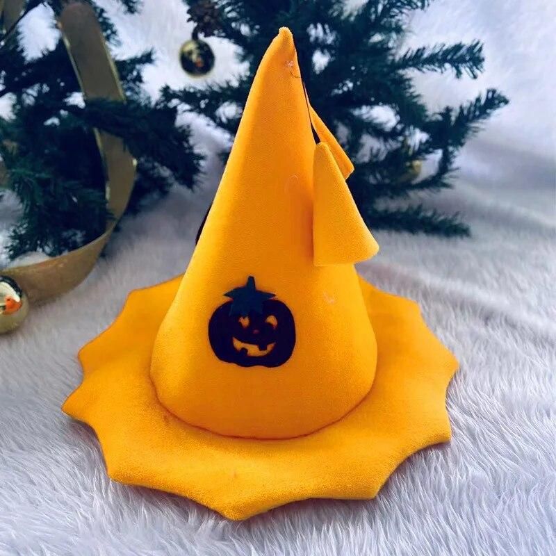Children Dress Up Props Halloween Hat Decorations Show Adult Pumpkin Hat Wizard Witch Hat Decorative Headdress