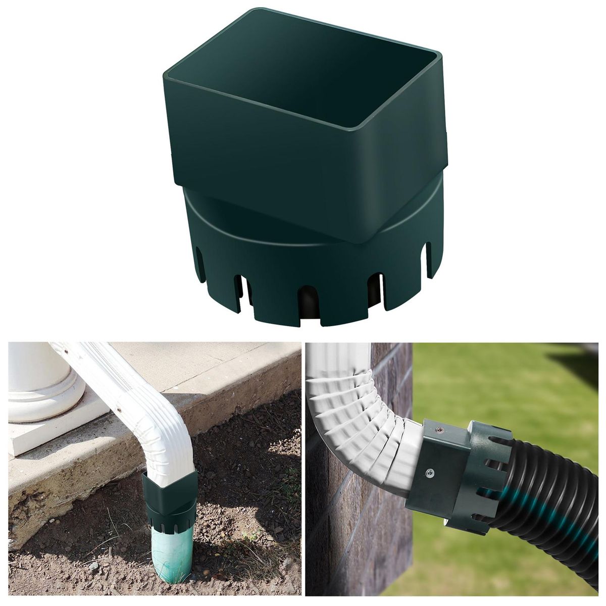 Drain Connector Downspout Extension Rainwater Diverter Green