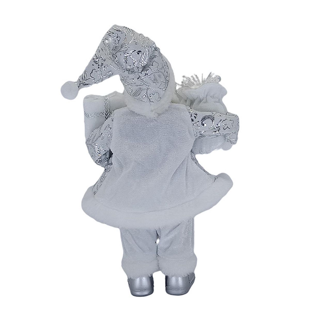 Santa Claus Snowman Doll Figurine Ornament Collectible Silver White
