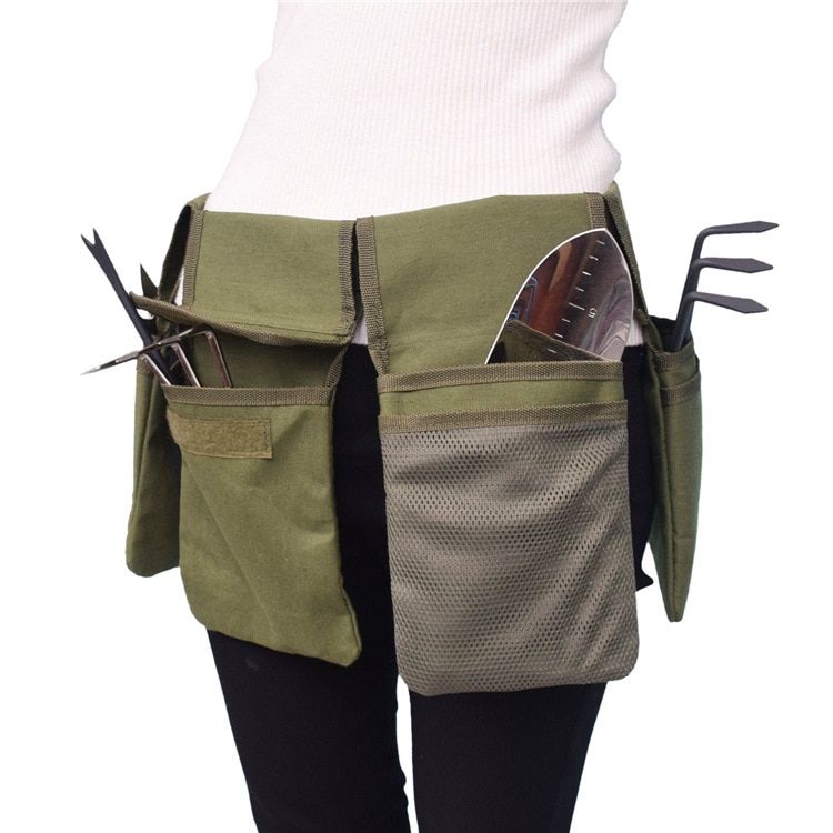Garden Canvas Tool Belt Bag 4 Pocket Storage Waterproof Portable Men Women Durable Scissors Lawn Mower Household