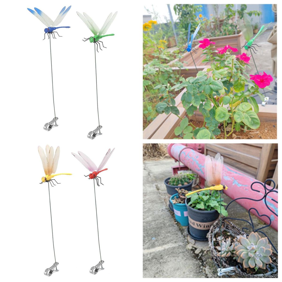 Dragonfly Clip Set Vibrant Waterproof Dragonfly Clips Realistic Multicolor
