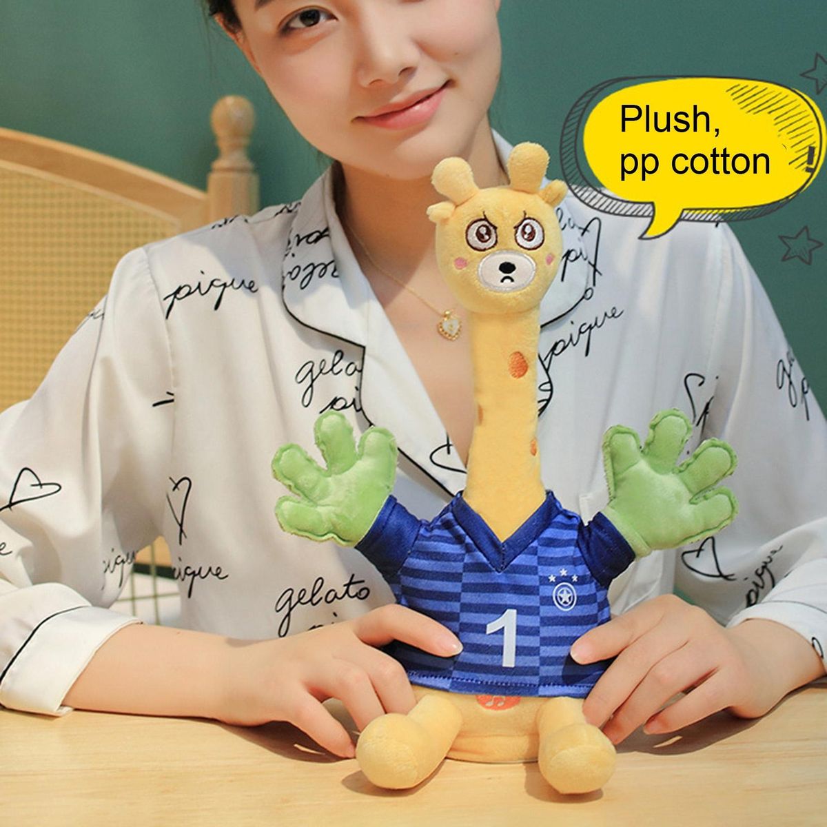 30cm Plush Duck Doll Electric Chick Giraffe Duck Plush Toy Mascot Doll Dark Blue