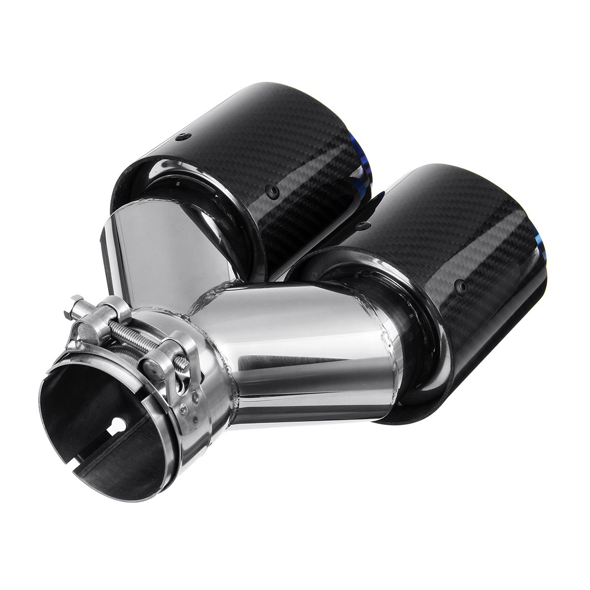 66mm Inlet 89mm Outlet Glossy Carbon Fiber Dual Exhaust Pipe Tail Muffler Tip