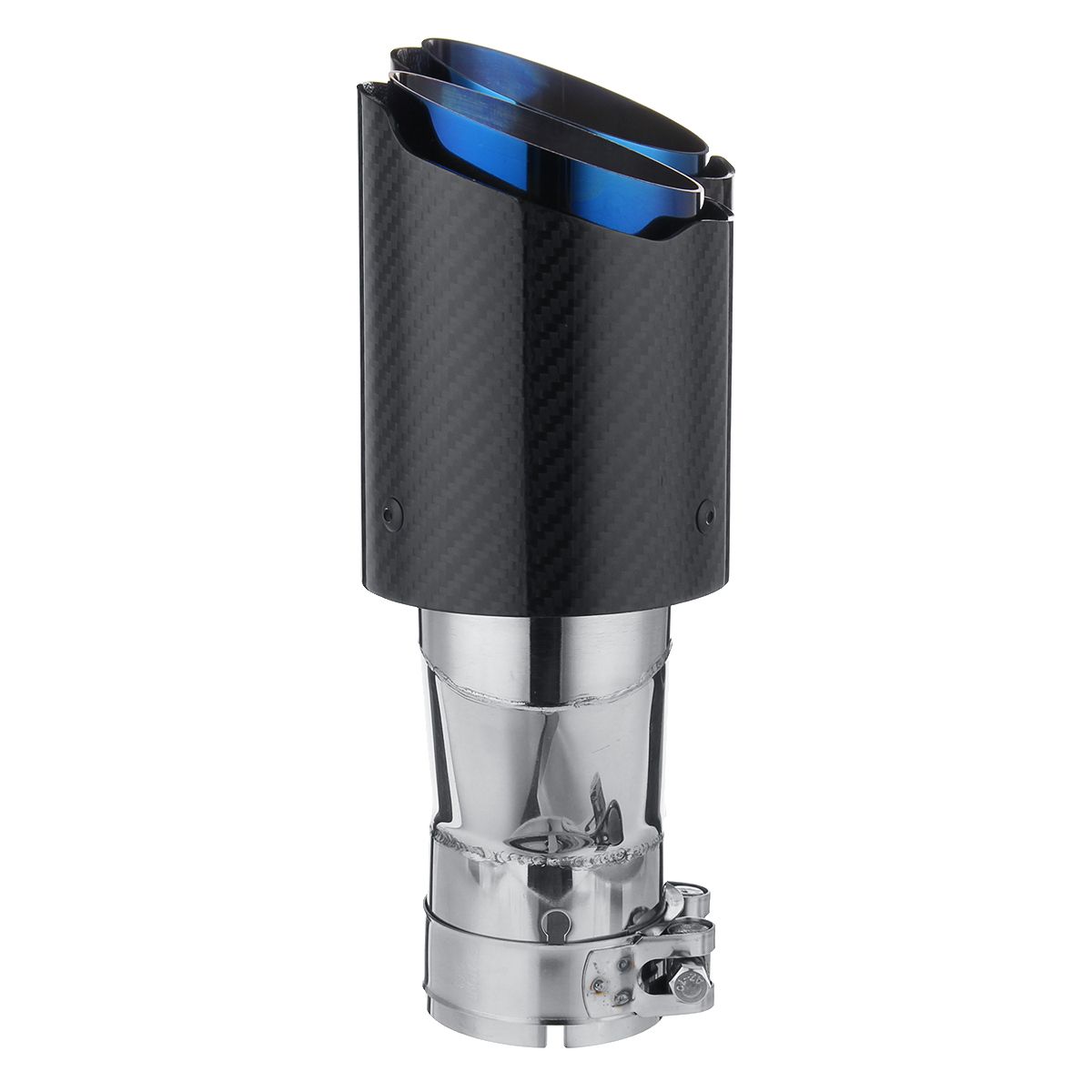 63mm Inlet 89mm Outlet Glossy Carbon Fiber Dual Exhaust Pipe Tail Muffler Tip