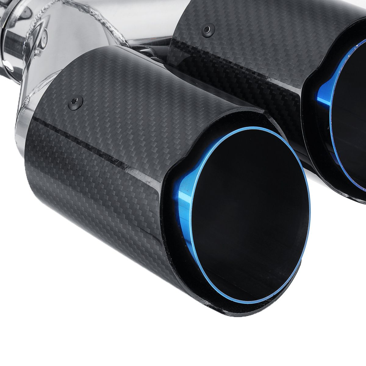 63mm Inlet 89mm Outlet Glossy Carbon Fiber Dual Exhaust Pipe Tail Muffler Tip