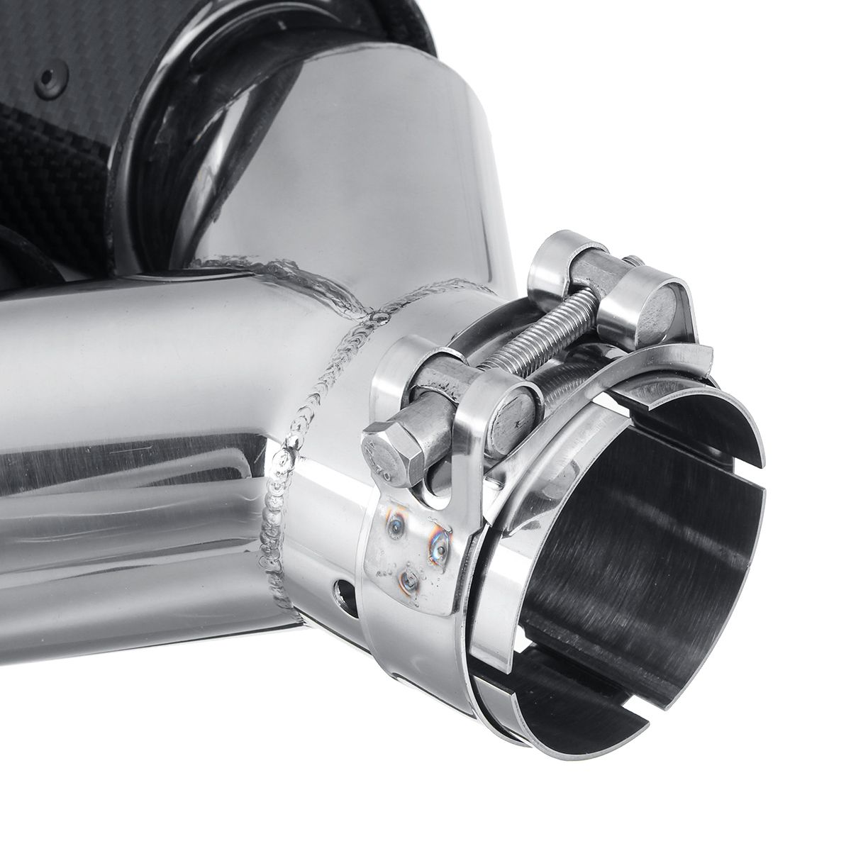 63mm Inlet 89mm Outlet Glossy Carbon Fiber Dual Exhaust Pipe Tail Muffler Tip